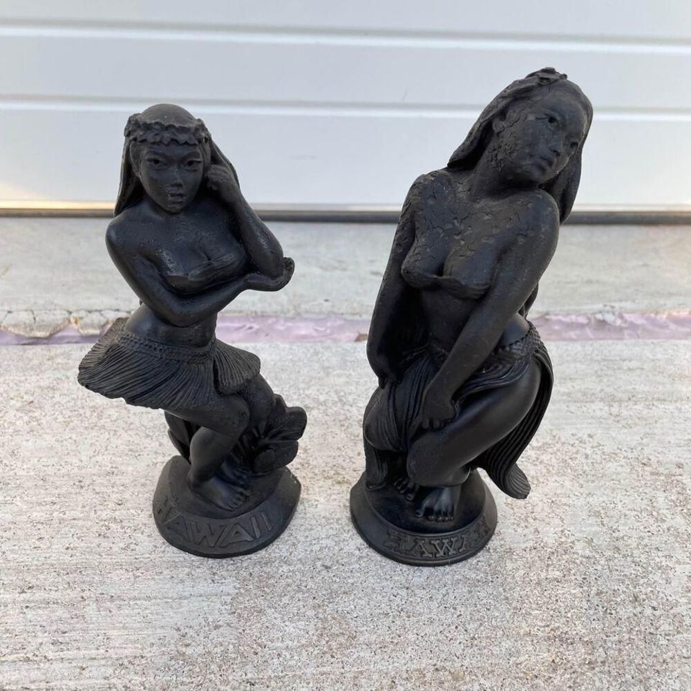 2 VTG Coco Joe Style HIP Original Hula Dancer Goddess Figurines Hawaii 1973 HN